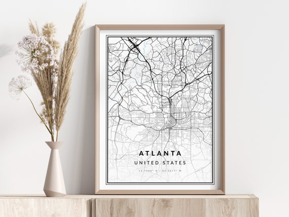 Atlanta City Map Print Poster Wall Art Geographic
