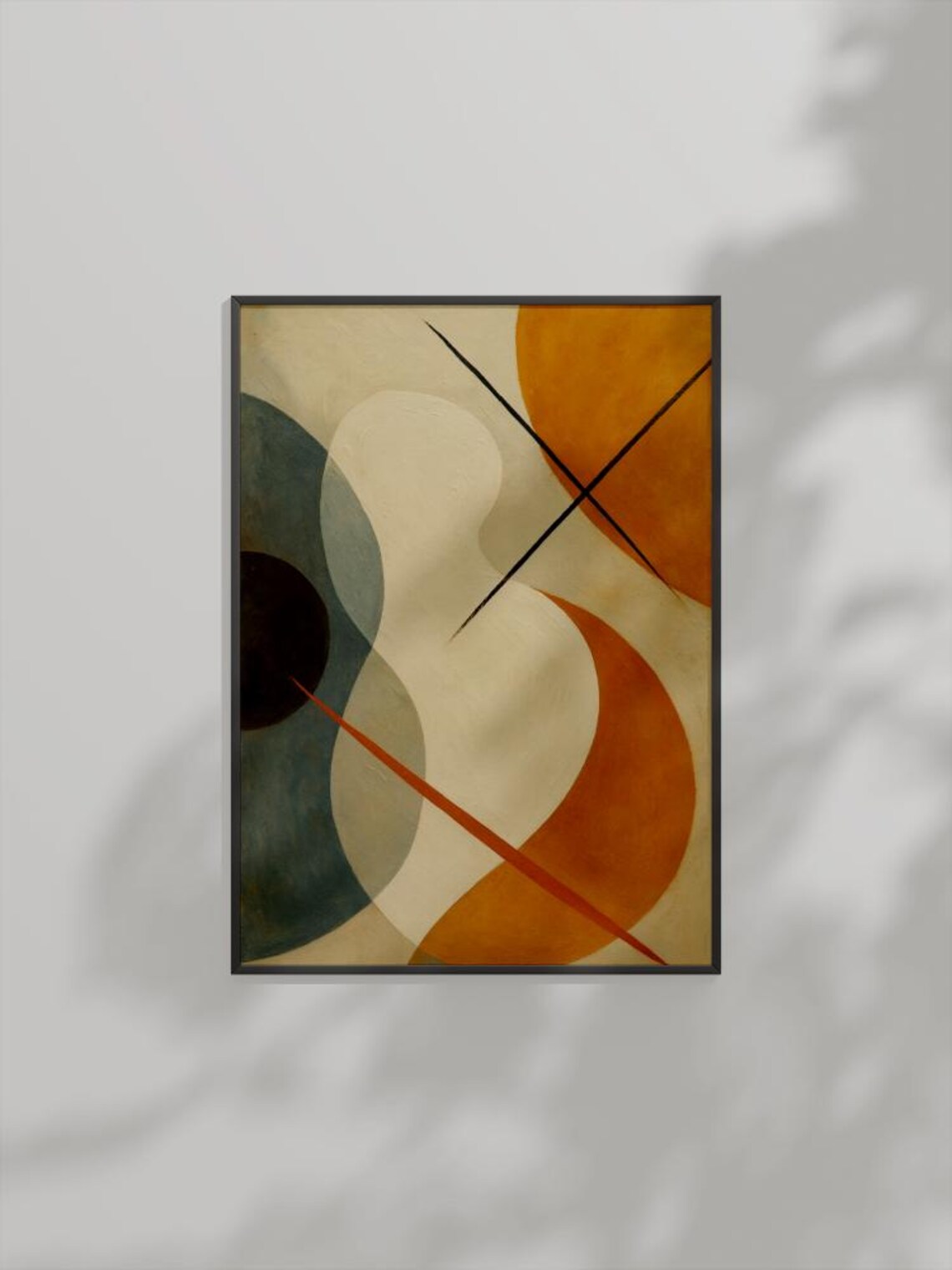 Modern Geometric Abstract Art Warm Midcentury Minimalist Shapes Poster