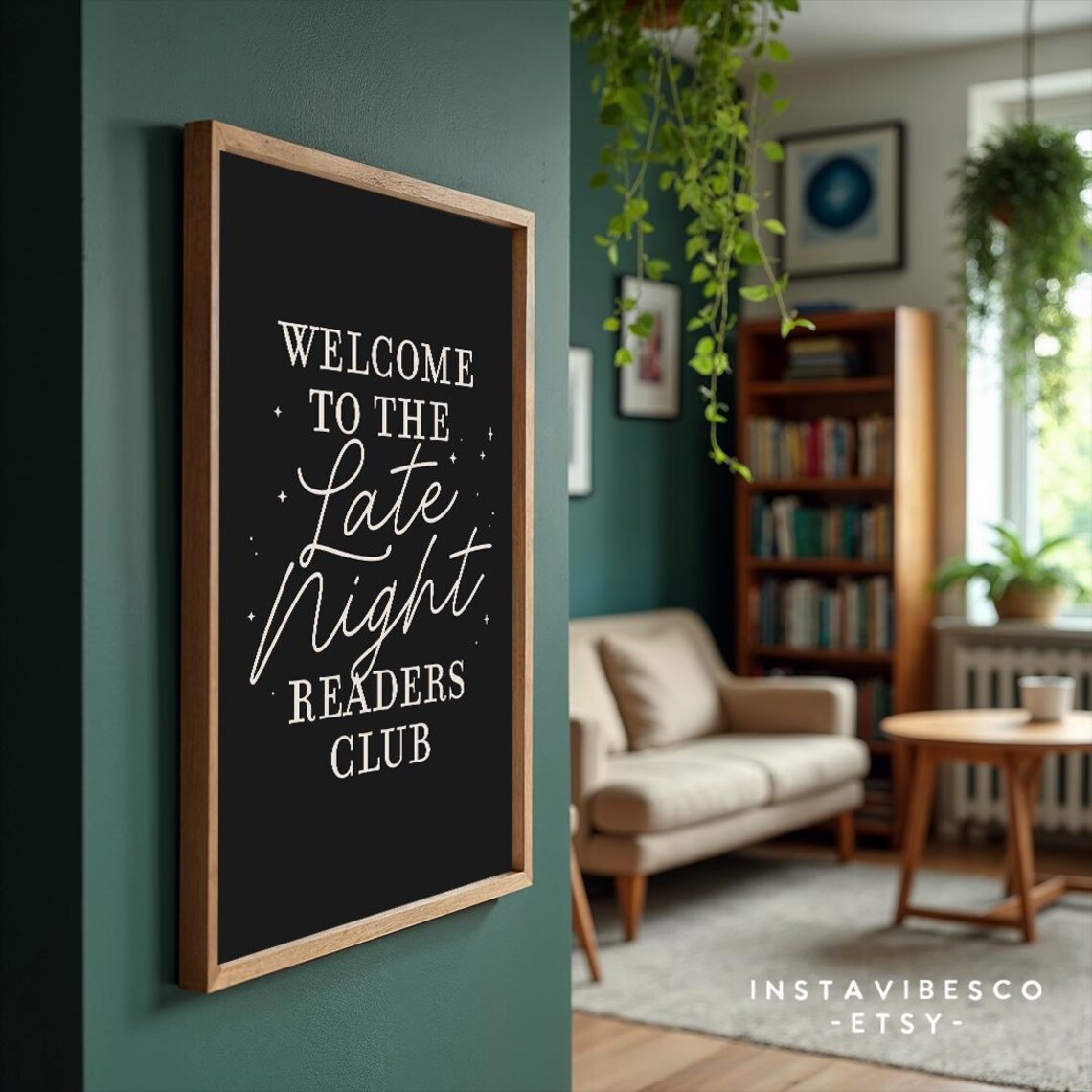 Welcome to the Late Night Readers Club Poster Book Lover Quote Wall Art - Image 2