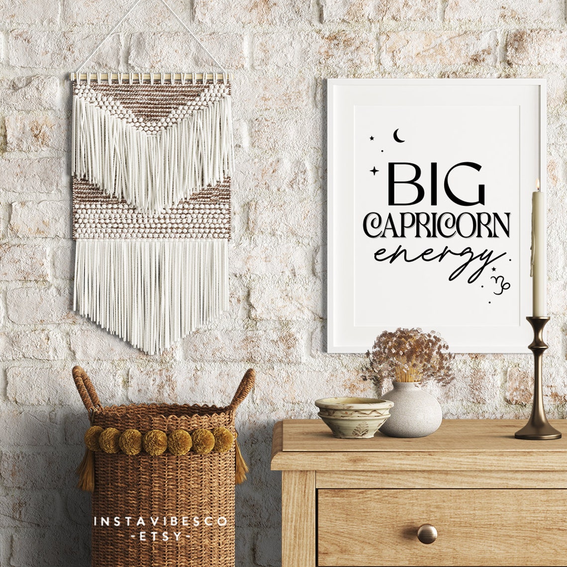 Big Capricorn Energy Minimalist Zodiac Moon Stars Astrology Poster - Image 3
