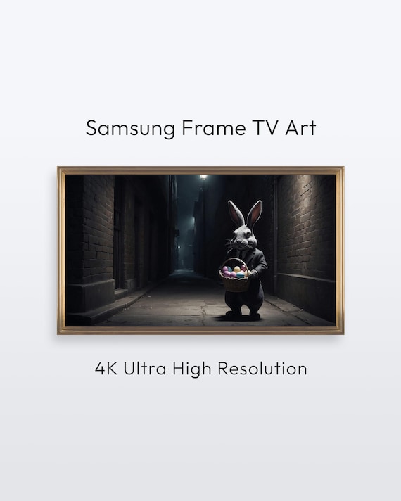 Dark Easter Bunny Rabbit Suit Alley Night Photo Wall Art for Frame TV