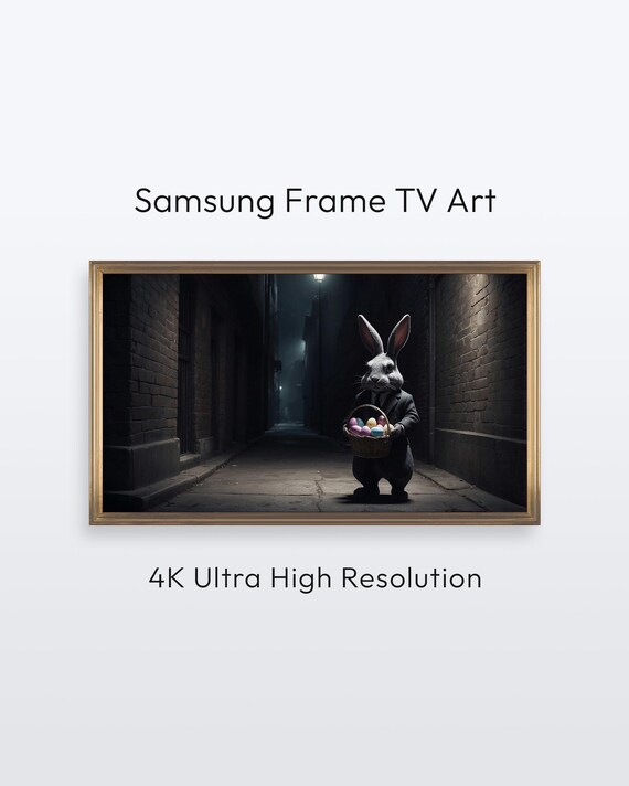 Samsung Frame Tv Dark Easter Bunny Moody Home Decor 4k Print