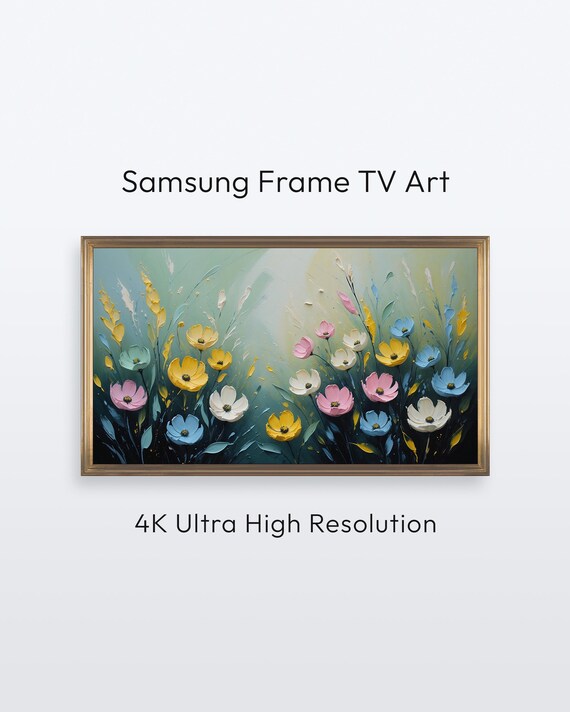 Colorful Spring Wildflowers Impasto Floral 4K Frame TV Art Poster