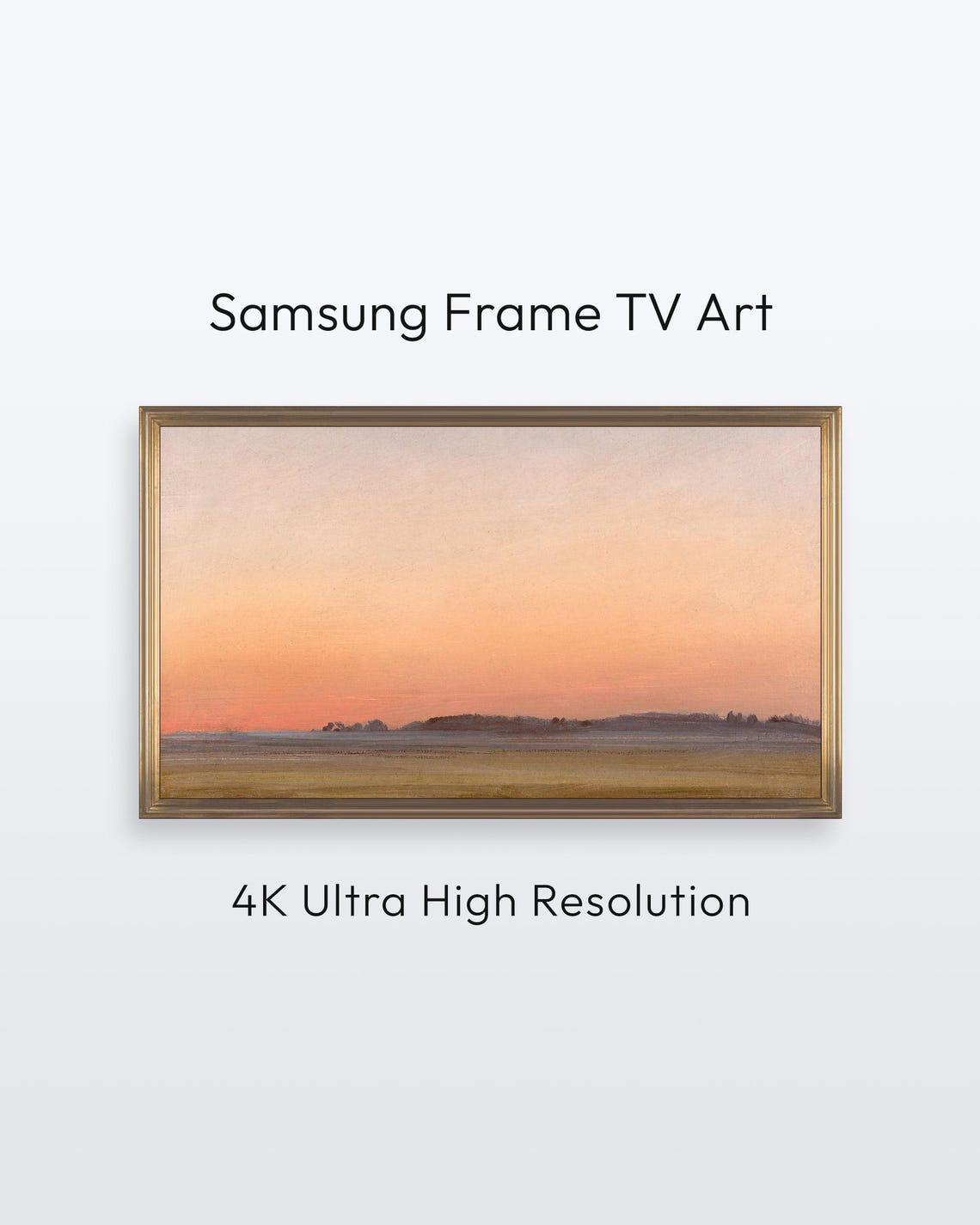 Sunset Over Quiet Plain Minimalist Pastel Landscape Painting Poster