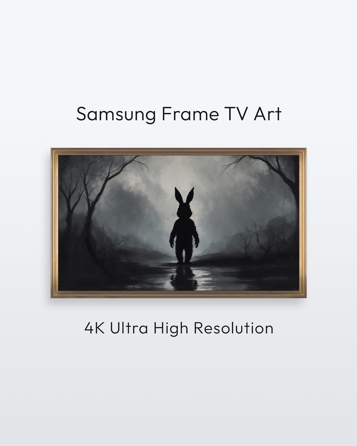 Dark Easter Bunny Forest Silhouette Gothic Misty Artwork Poster