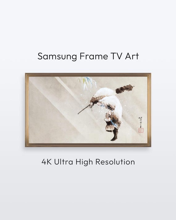 Samsung Frame Tv Art Fisherman In Snow Hokusai Painting 4k Print