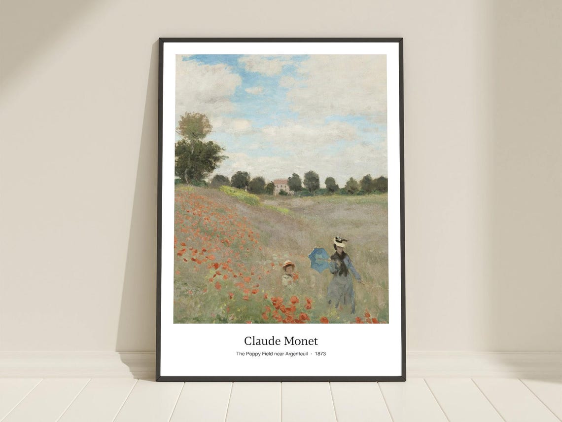 Claude Monet Poppy Field Near Argenteuil 1873 Impressionist Poster
