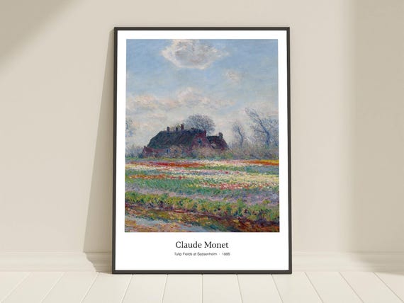 Monet Tulip Fields Art Poster Famous Painting Print