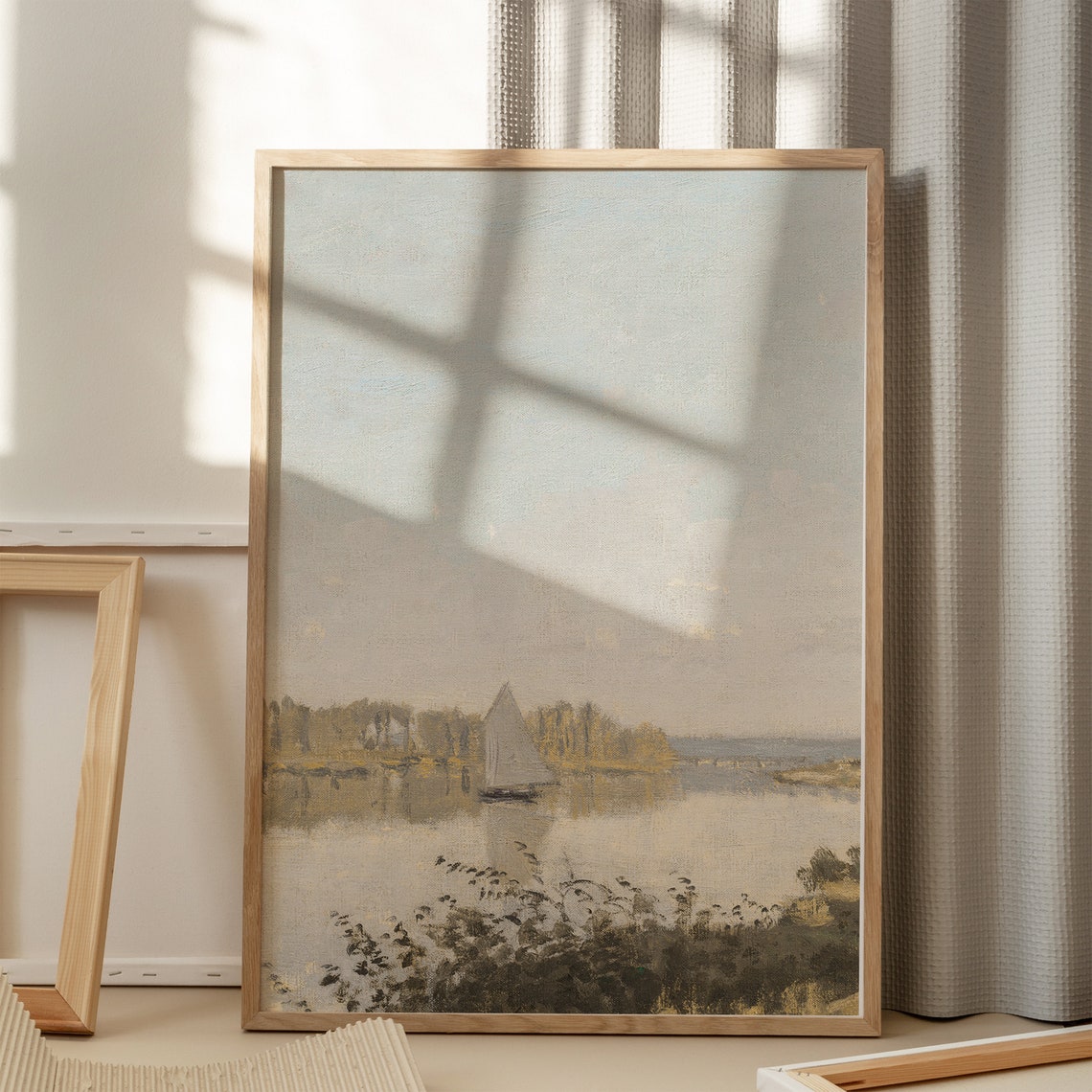 Vintage Sailboat on Calm Lake Antique Sailing Boat Seascape Art Poster - Image 5