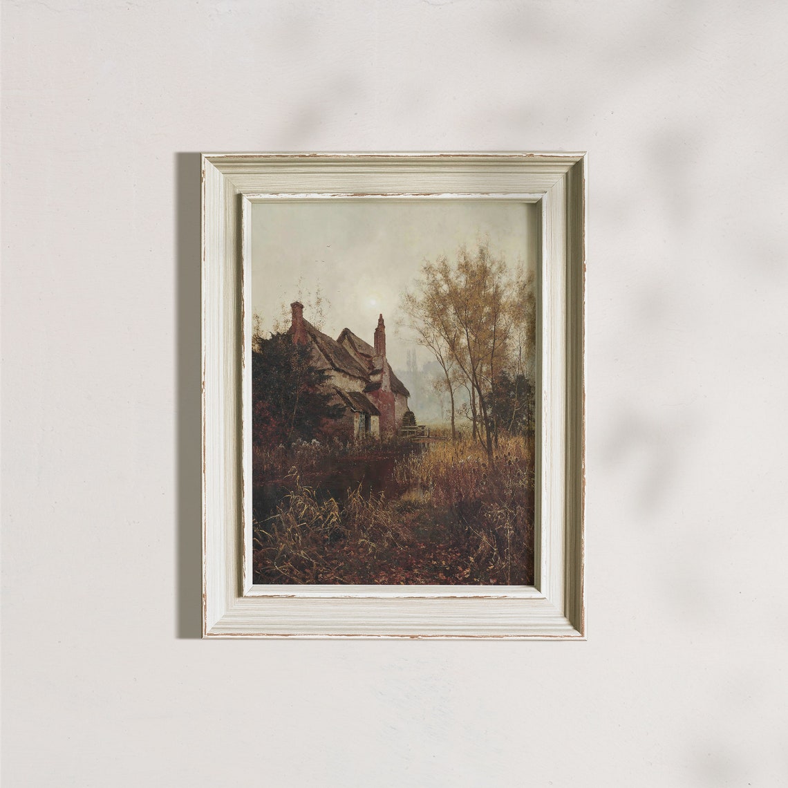 Autumn Cottage Among Fall Reeds Moody Vintage Landscape Poster - Image 7