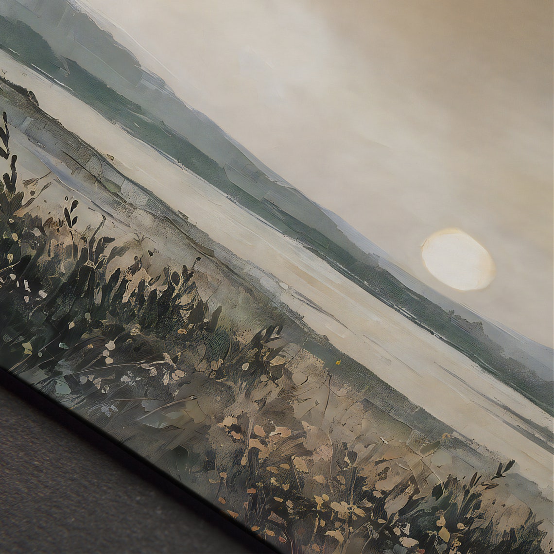 Soft Fall Sunset Over Lake Autumn Wildflower Meadow Shore Poster - Image 2