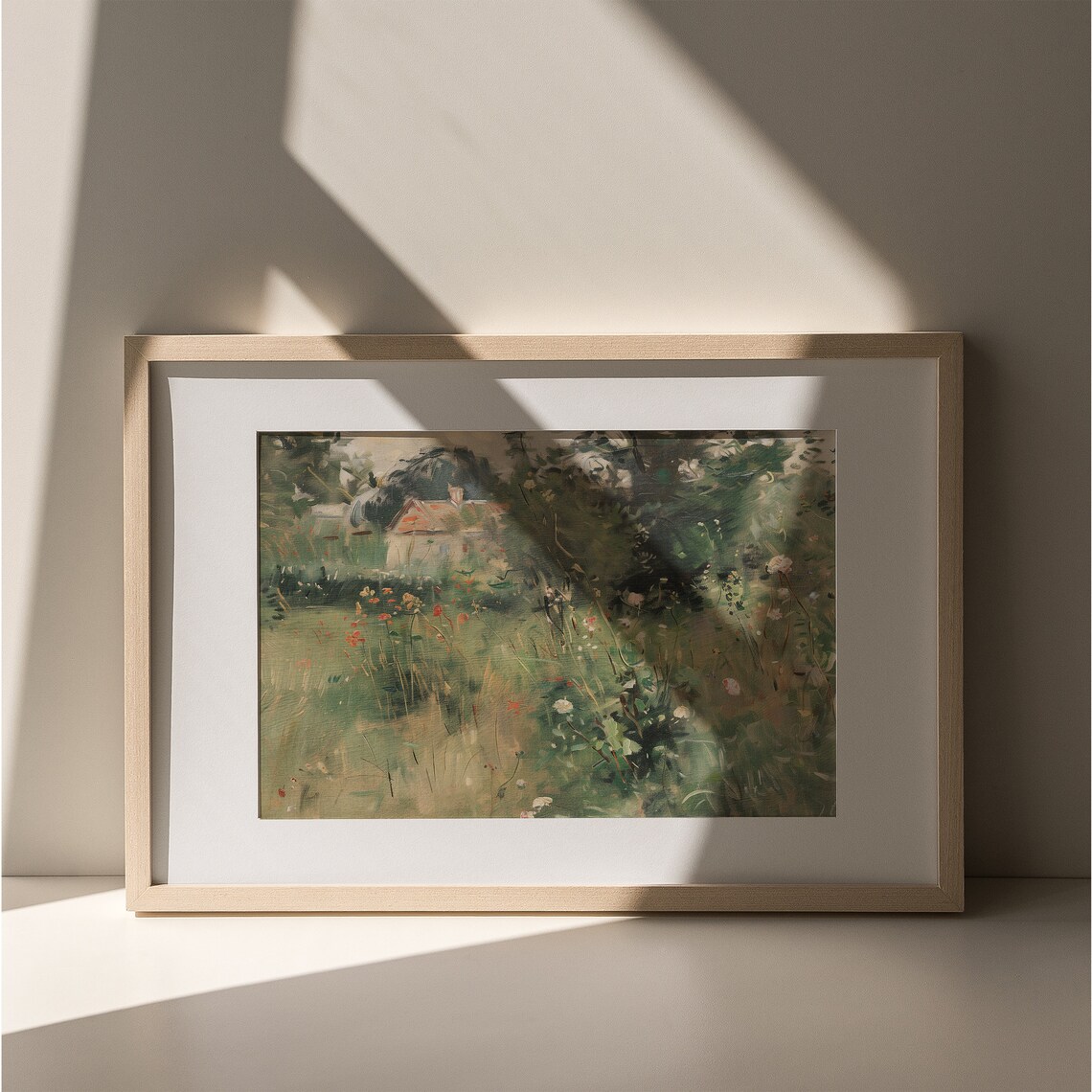 Cottage Garden Wildflower Meadow Red Roof House Impressionist Wall Art - Image 5