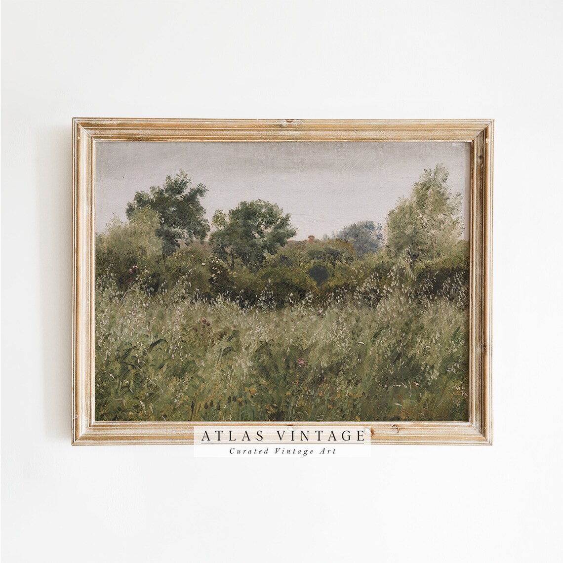Summer Meadow Landscape Oil Painting Vintage Green Tree Field Poster