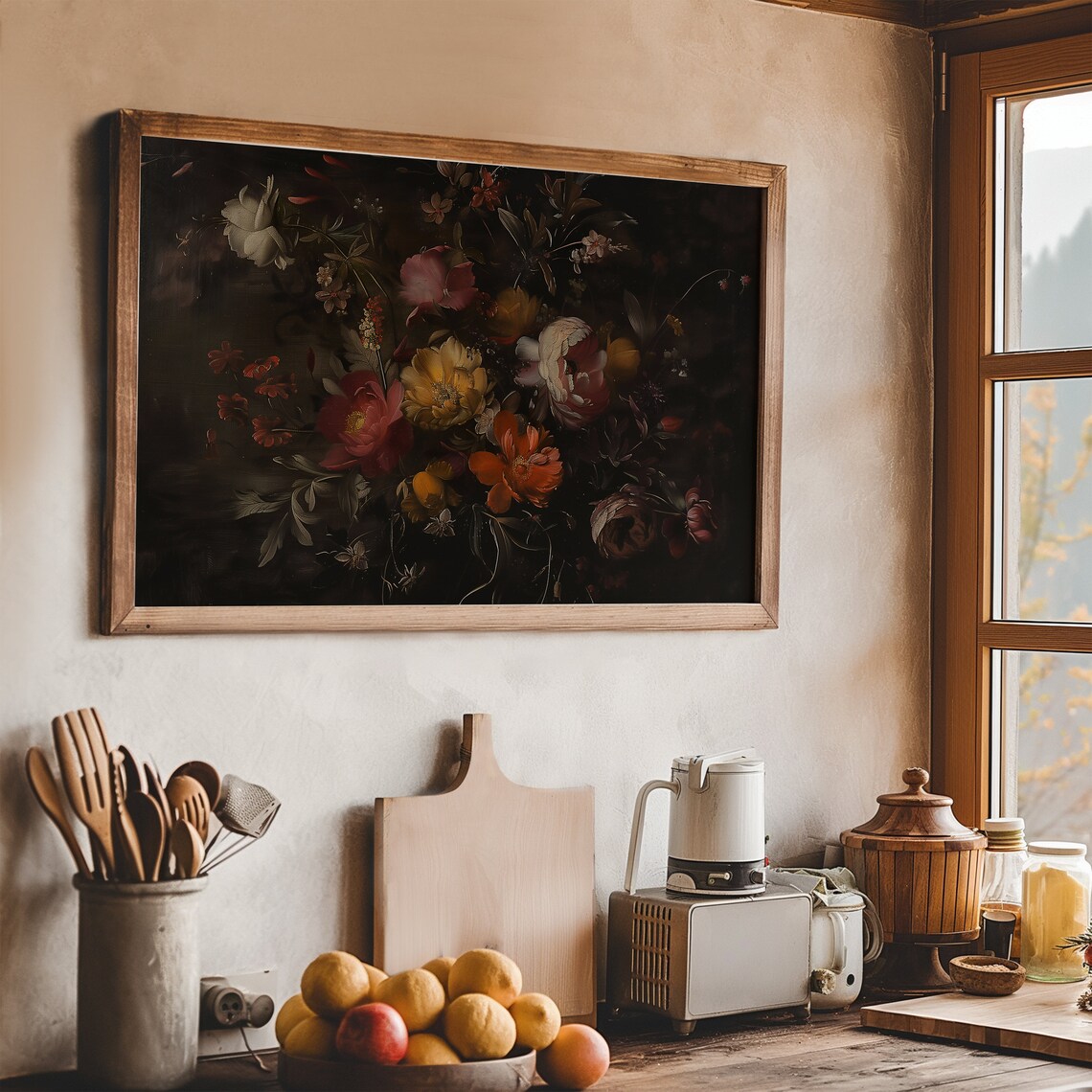 Dark Academia Fall Floral Painting Moody Botanical Bouquet Poster - Image 4