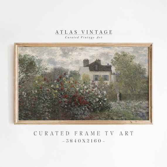 Vintage Flower Garden Frame Tv Art Cottage Oil Painting Frame Tv Art Claude Monet Spring Lastsecond Decor Summer Tv Screensaver
