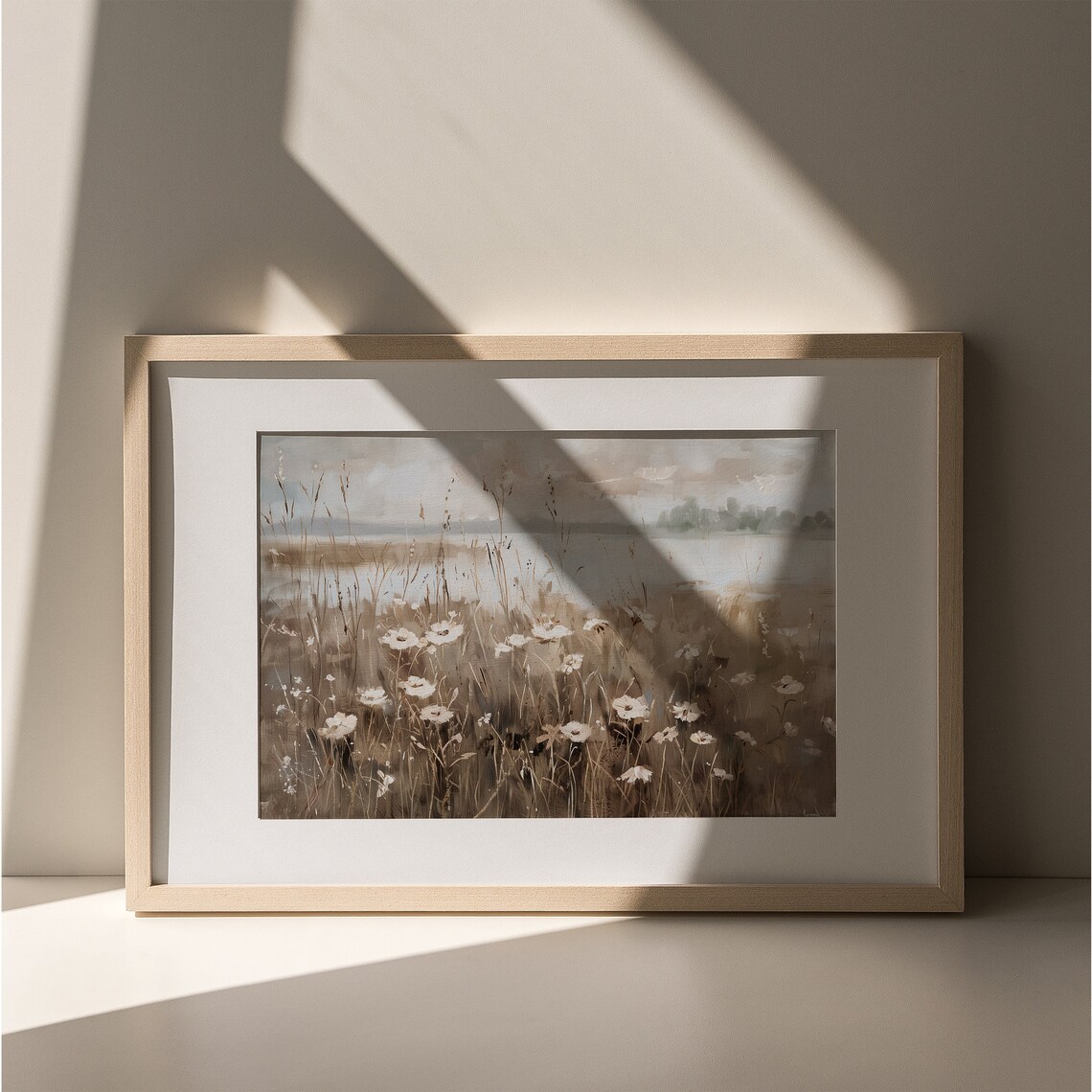White Wildflowers by the Water Vintage Lakeside Meadow Floral Art Poster - Image 8