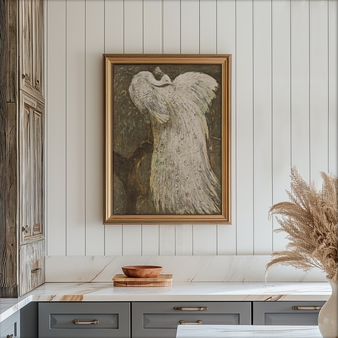 White Peacock Vintage Bird Painting Antique Dark Academia Poster - Image 6