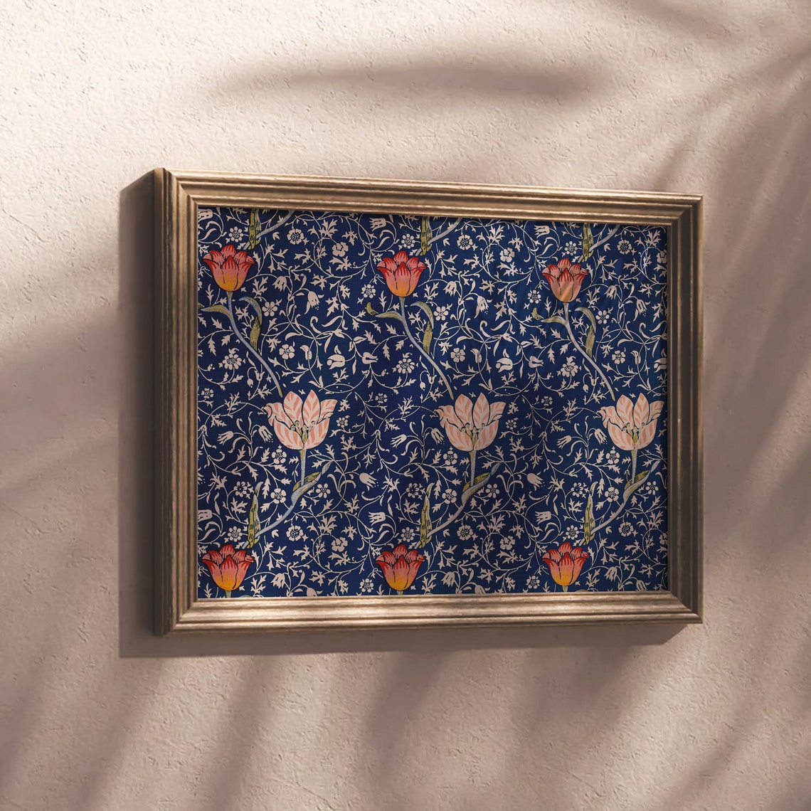 William Morris Tulip Pattern Navy Blue Vintage Floral Design Poster - Image 4