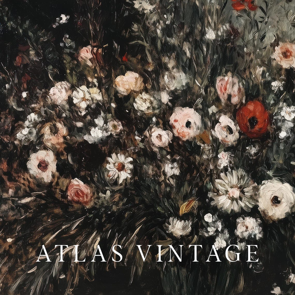 Dark Moody Flower Bouquet in Vase Vintage Floral Still Life Poster - Image 8