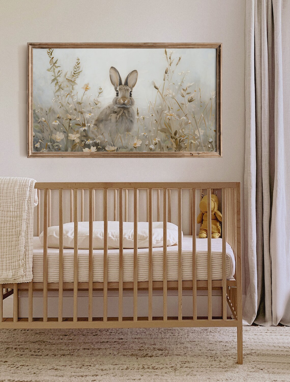Easter Bunny Meadow Wildflower Frame TV Art Vintage Spring Rabbit Poster - Image 8
