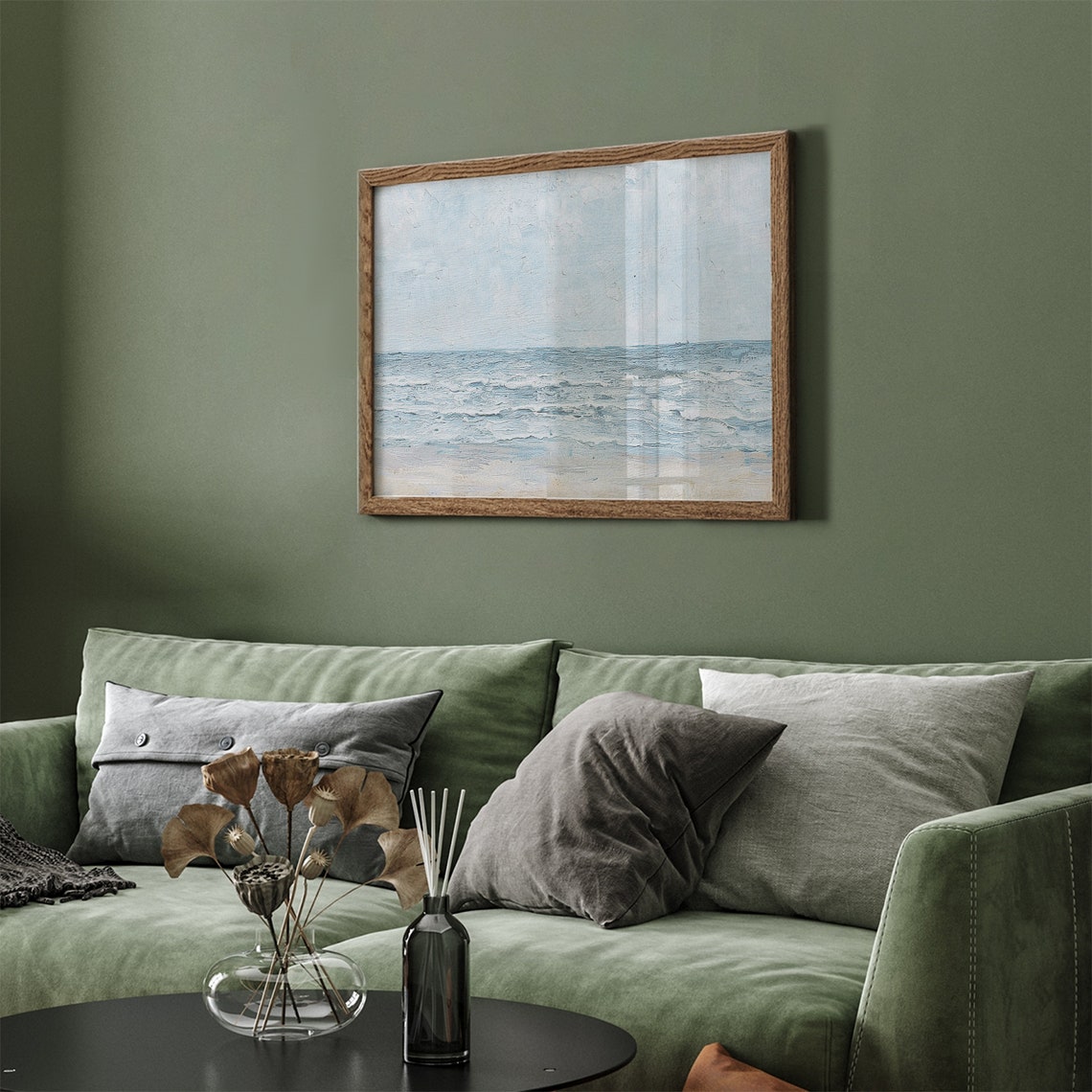 Textured Ocean Waves Frame TV Art Blue Gray Seascape Coastal Poster - Image 8