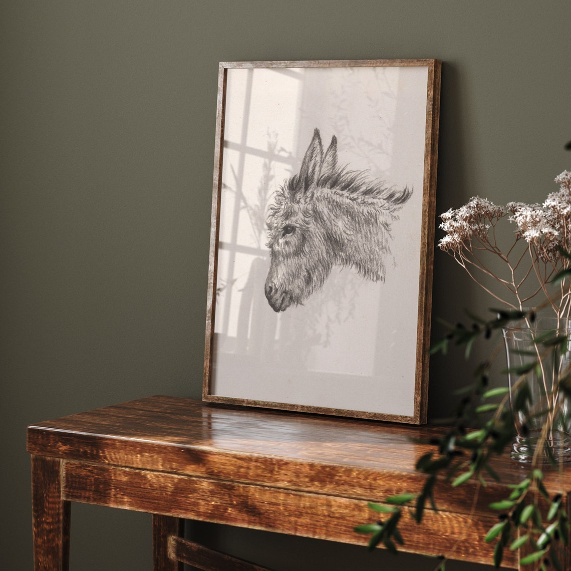Antique Pencil Sketch Of Donkey Head Minimalist Animal Study Poster - Image 7