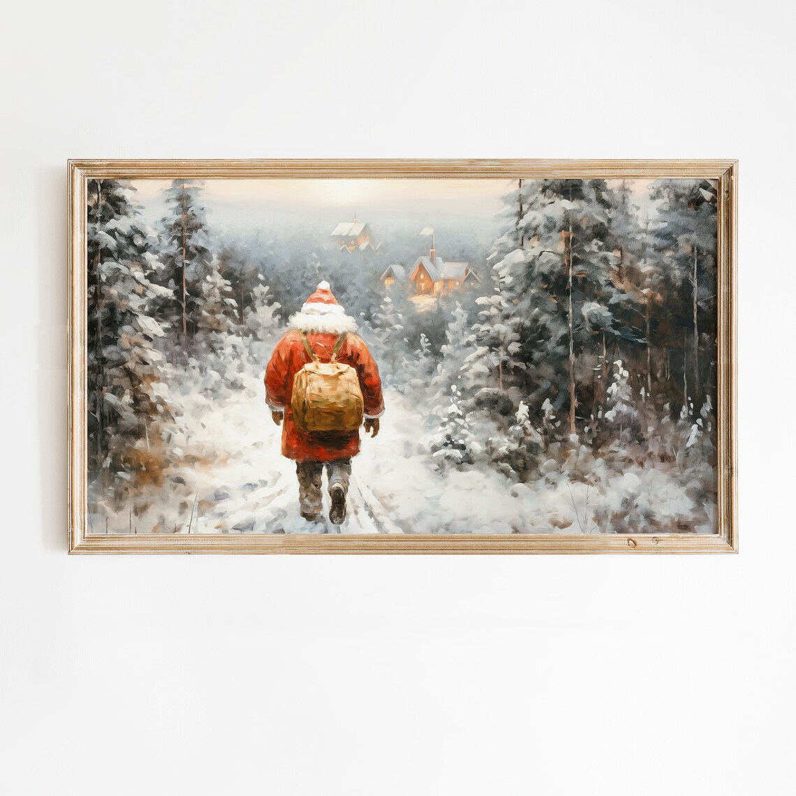 Set of 9 Vintage Winter Prints Santa Reindeer Gallery Wall Poster - Image 4