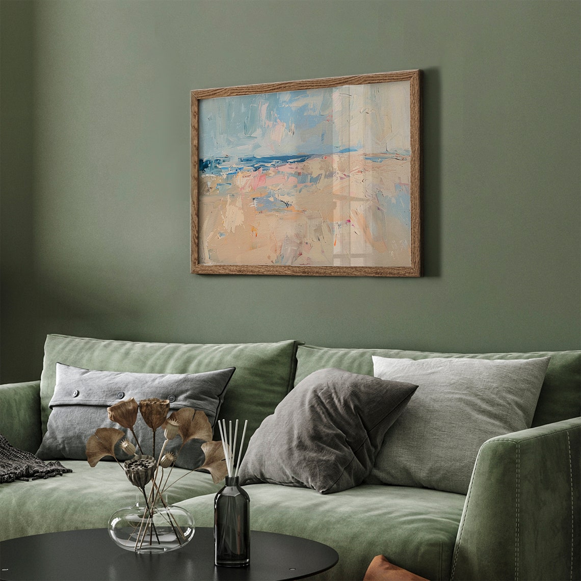 Abstract Modern Coastal Beach Painting Poster Neutral Ocean Waves - Image 2