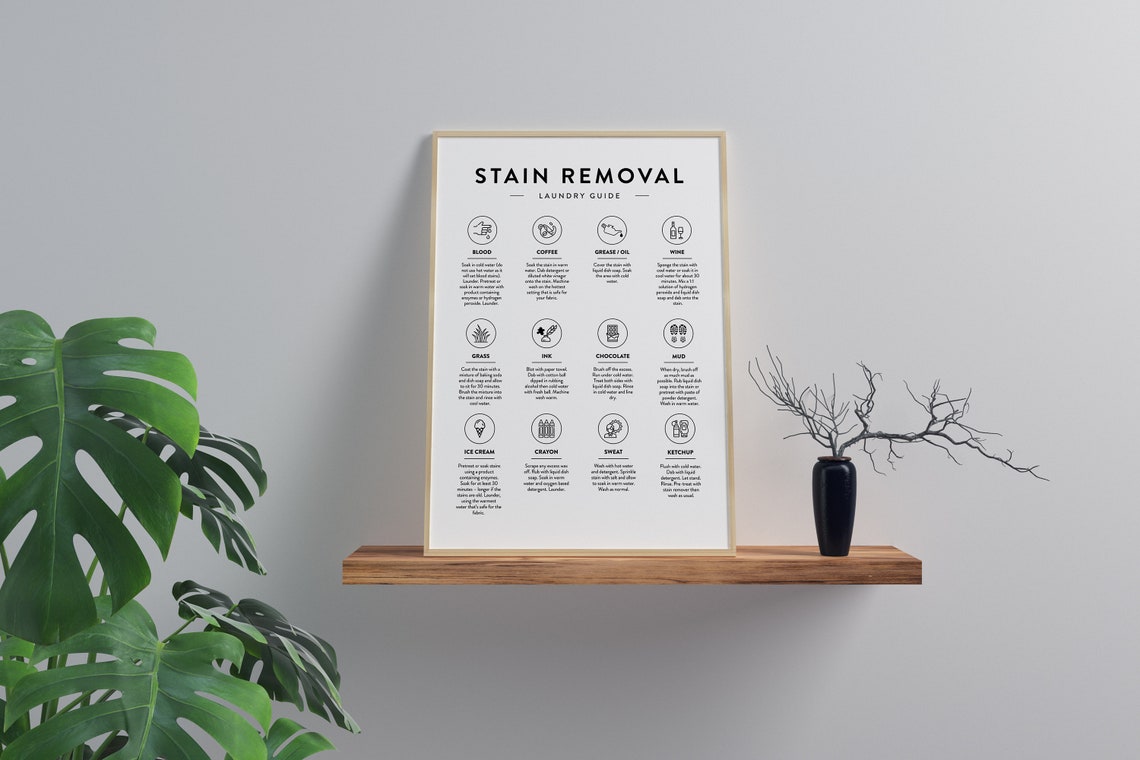 Stain Removal Laundry Guide Twelve Common Stains Illustrated Poster - Image 5