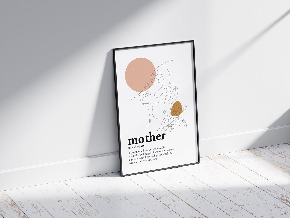 Mother Definition Floral Line Art Portrait Sentimental Quote Poster - Image 3