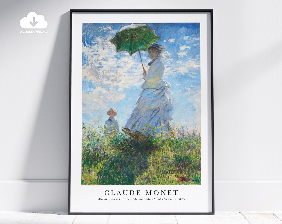 Claude Monet Woman with a Parasol 1875 Impressionist Art Poster