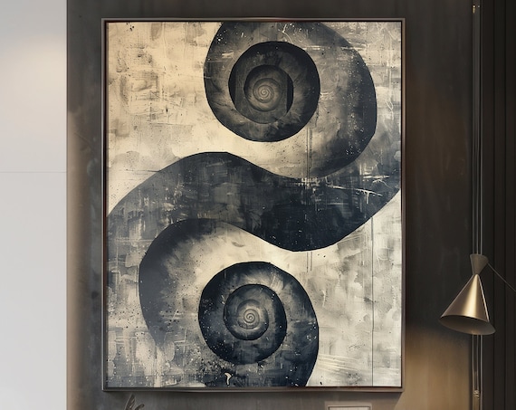 Retro Spiral Abstract Art Monochrome Swirl Vintage Wall Poster