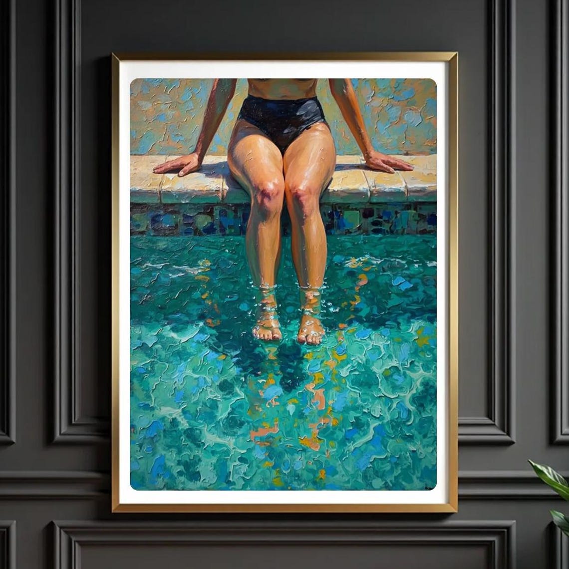 Poolside Woman Art Print Impressionist Summer Relaxation
