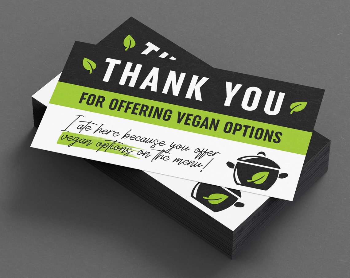 Thank You For Vegan Options Restaurant Leave Behind Cards Print