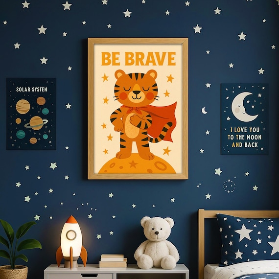 Be Brave Tiger Nursery Art Print, Jungle Animal