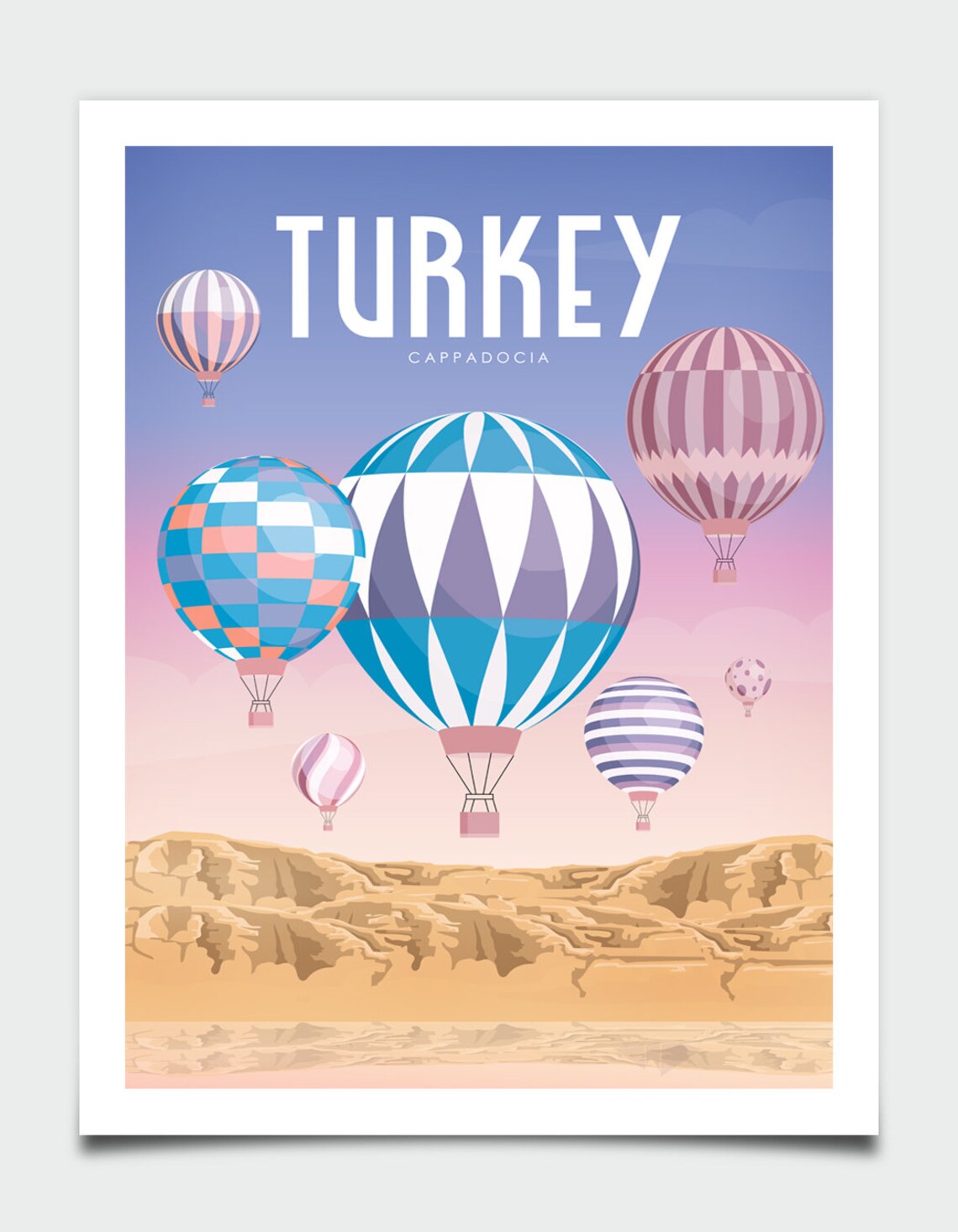 Turkey Cappadocia Hot Air Balloons Dawn Sky Retro Travel Poster - Image 4