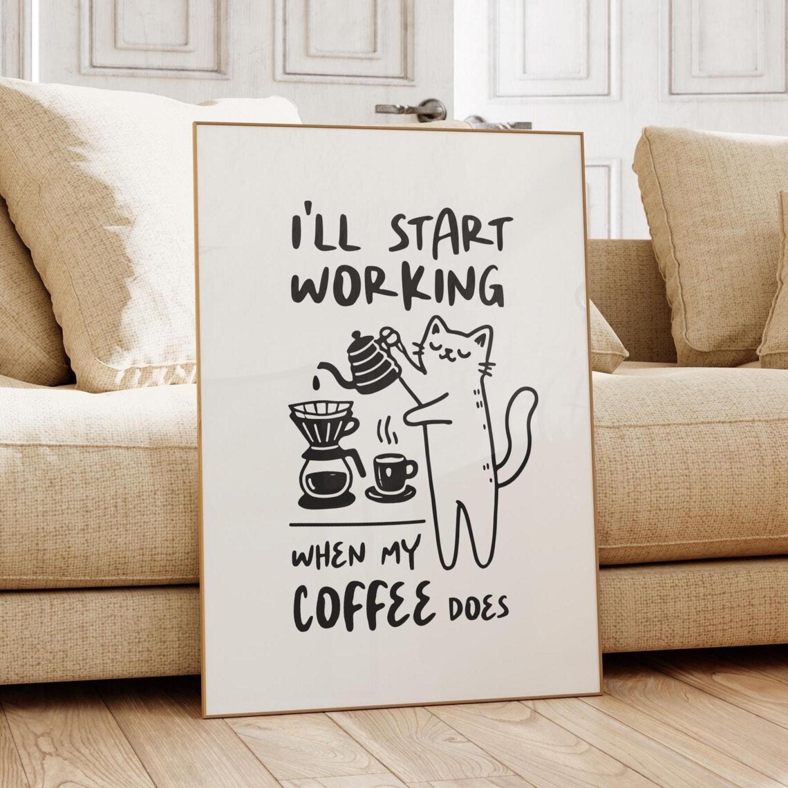 Cat Expresso, Funny Coffee Bar Decor Art Print