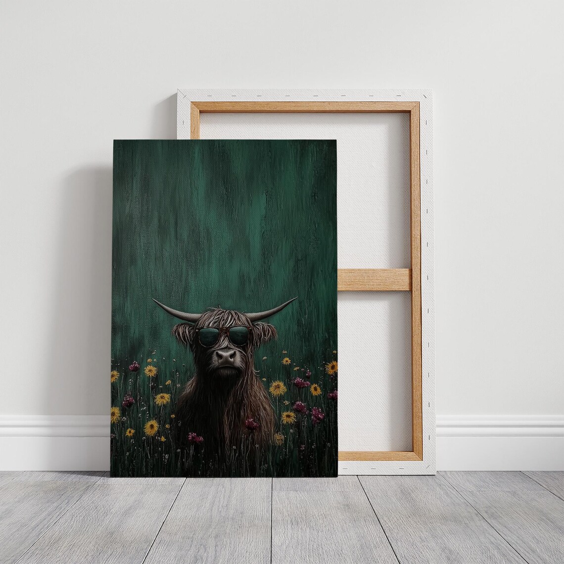 Funny Highland Cow With Sunglasses in Wildflowers Humor Art Poster - Image 6
