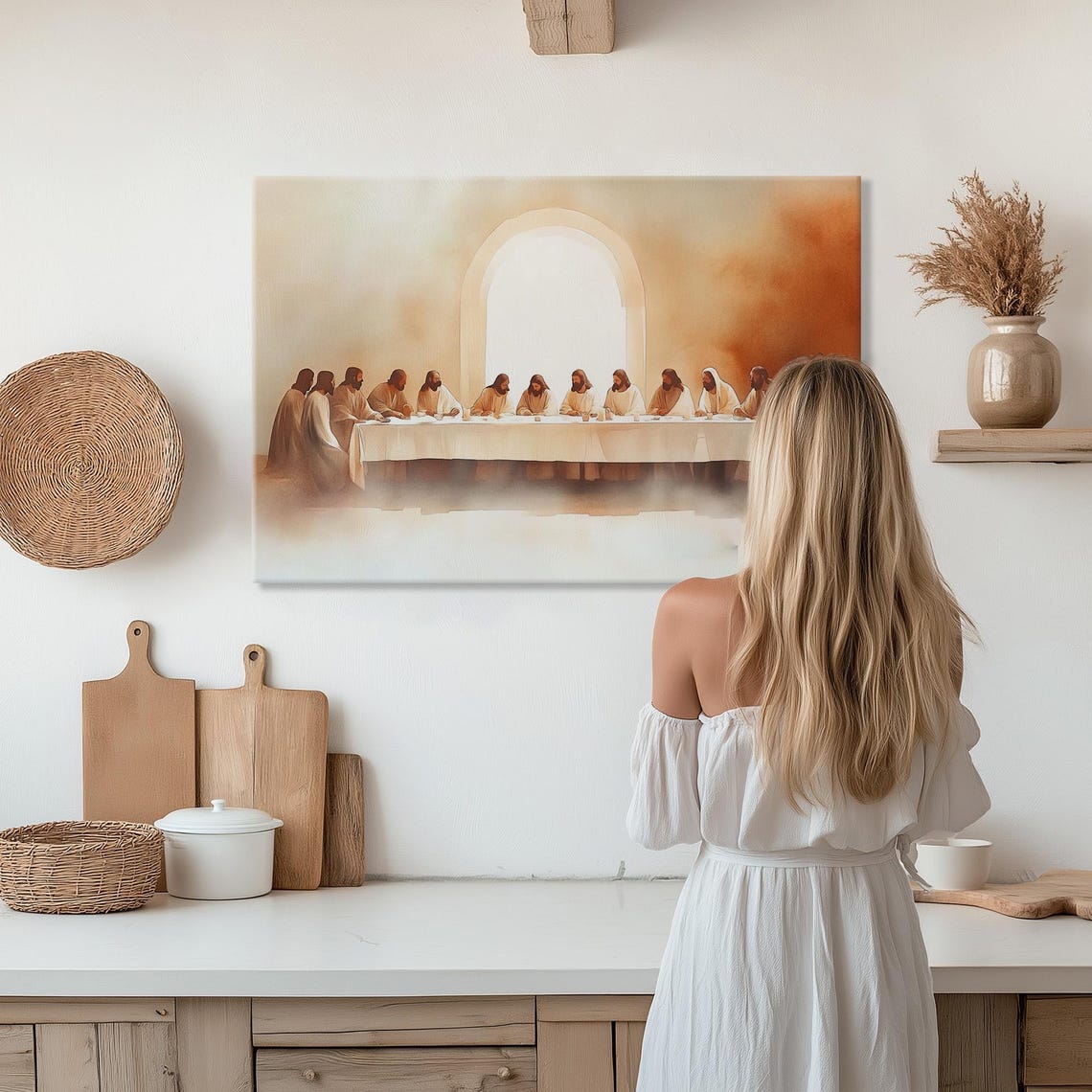 Last Supper Watercolor With Jesus And Twelve Disciples Poster - Image 6