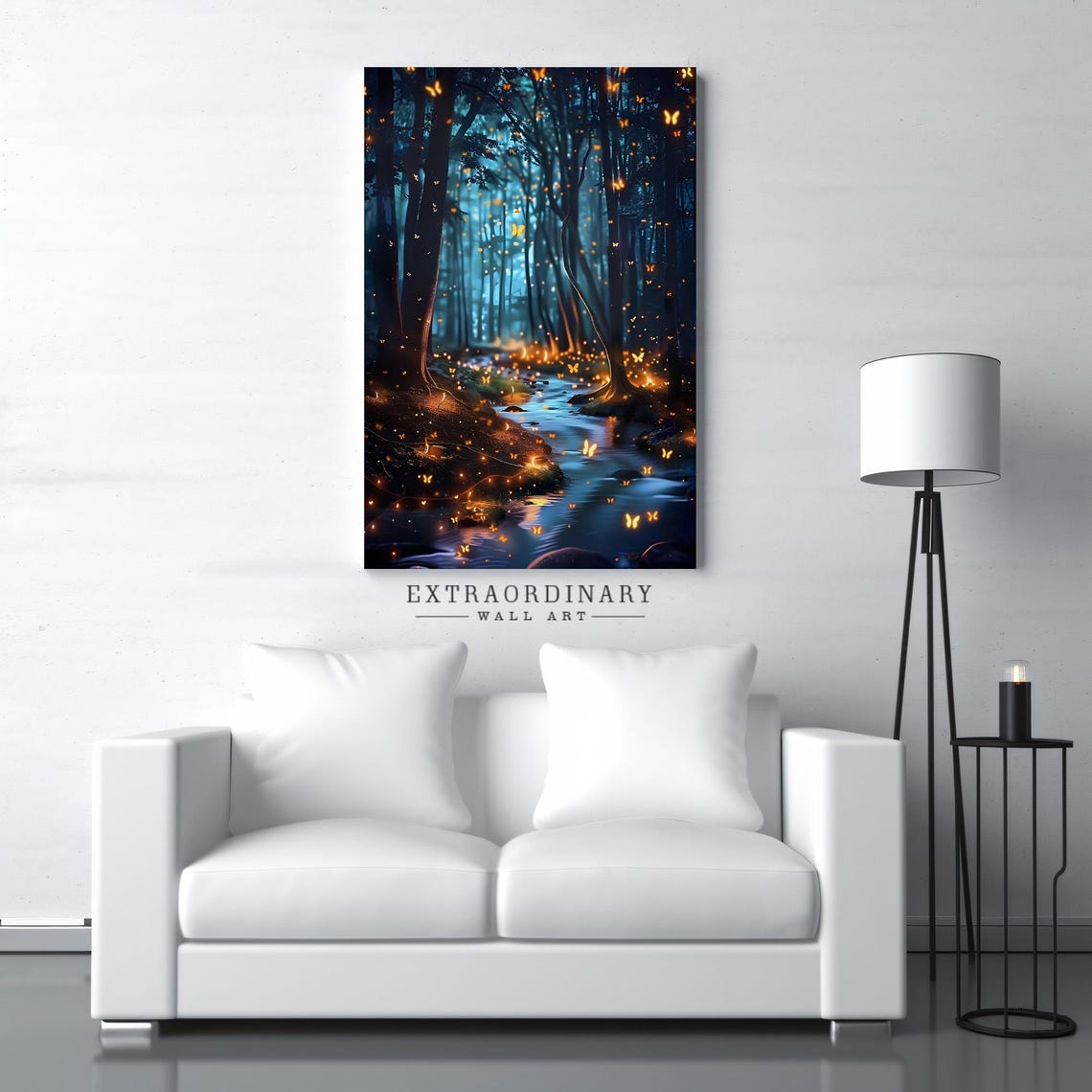 Enchanted Forest Stream With Glowing Butterflies Magical Poster - Image 3
