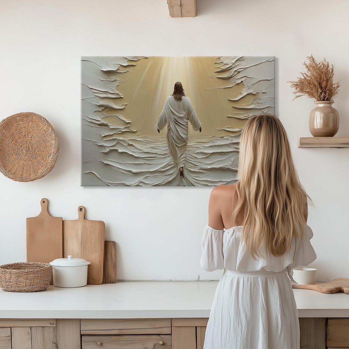 Jesus Walking On Water In Thick 3D Impasto Relief Artwork Poster - Image 6