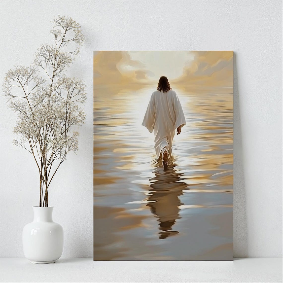 Jesus Walking On Water Golden Sunset Glow Reflection Poster Art - Image 6
