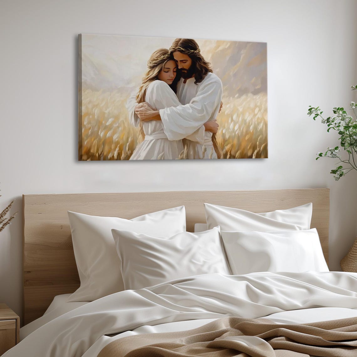Jesus Art Print With Girl Modern Christian Wall Art For Bedroom Jesus Christ Hugging Woman Art Christian Home Decor Jesus Painting - Image 6