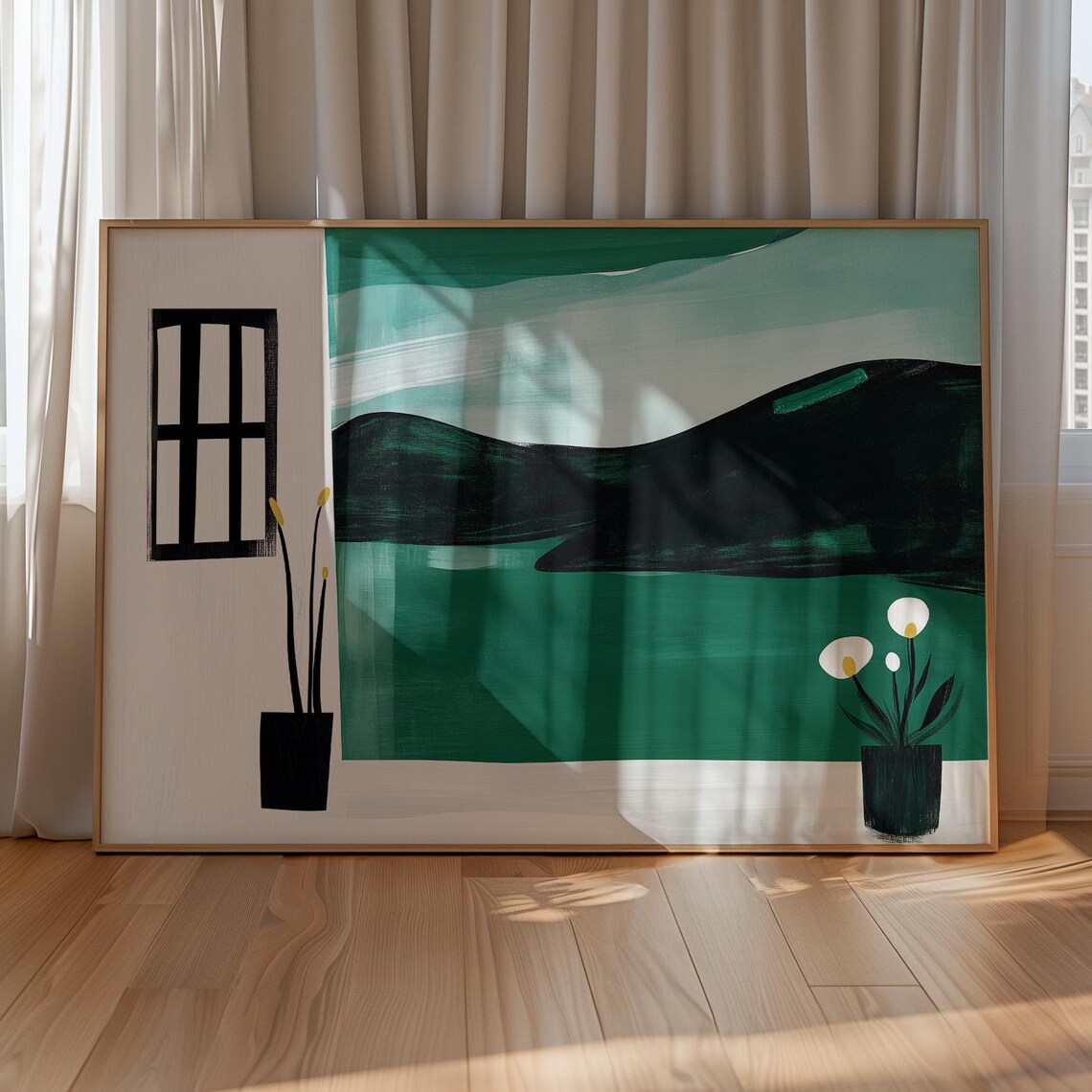 Modern Minimal Landscape, Abstract Window View