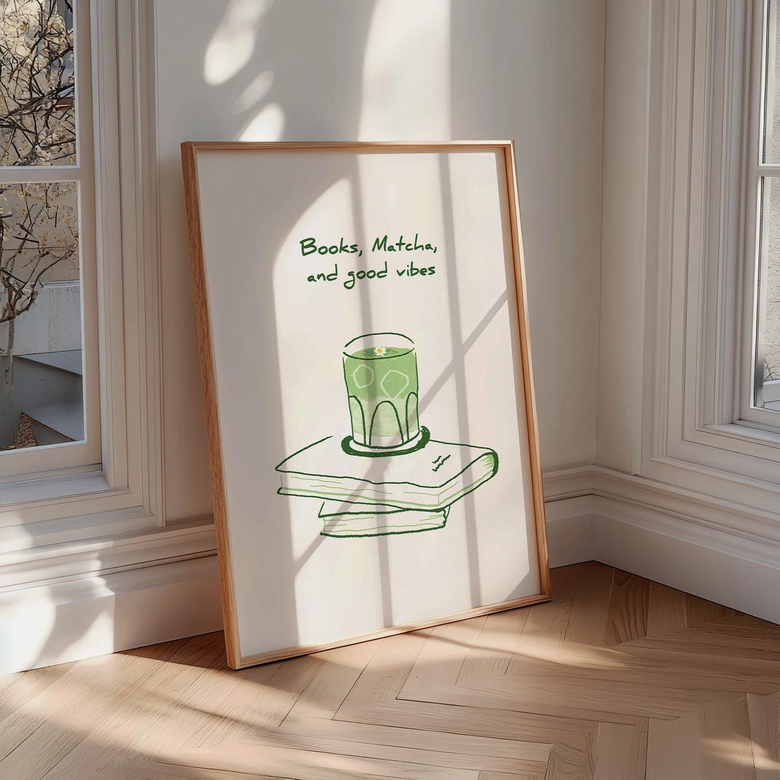 Matcha Prints Matcha Wall Art Matcha Kitchen Art Coffee Bar Decor Green Tea Art Cute Kitchen Decor Books Lover Art Print Matcha Lover Gift - Image 3