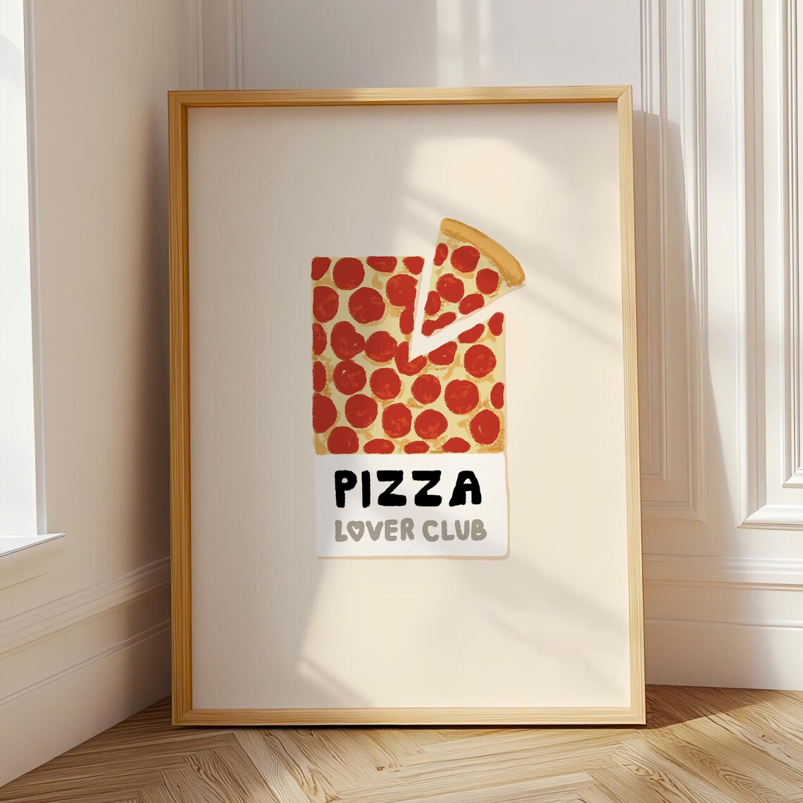 Pizza Lover Club Pepperoni Slice Bold Foodie Kitchen Wall Art