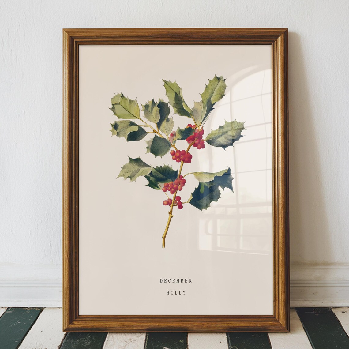 December Holly Vintage Botanical Art Print