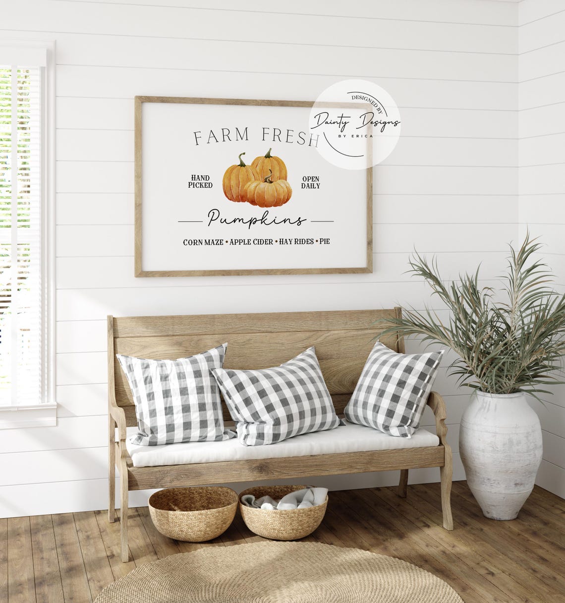 Farm Fresh Pumpkins Fall Sign Poster Watercolor Pumpkin Patch Decor - Image 4