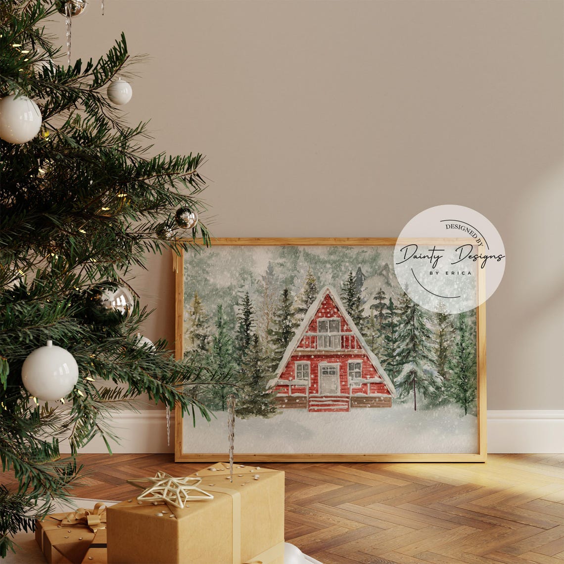 Winter Scene Print Snowy Winter Landscape Print Winter House Print Winter Wonderland Print Holiday Wall Art Farmhouse Christmas Decor - Image 4