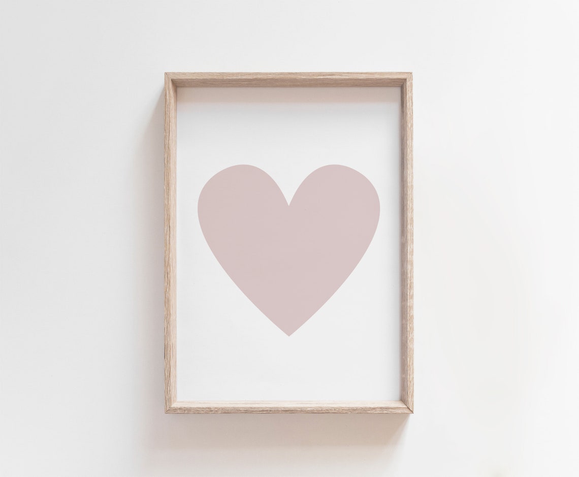 Blush Pink Heart Minimalist Nursery Love Valentine Decor Poster - Image 2